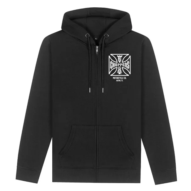 West Coast Choppers WCC ATX Cross zip hoodie black/white