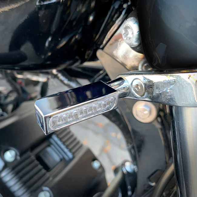 HeinzBikes Blokk Line turn signal/position light. Chrome