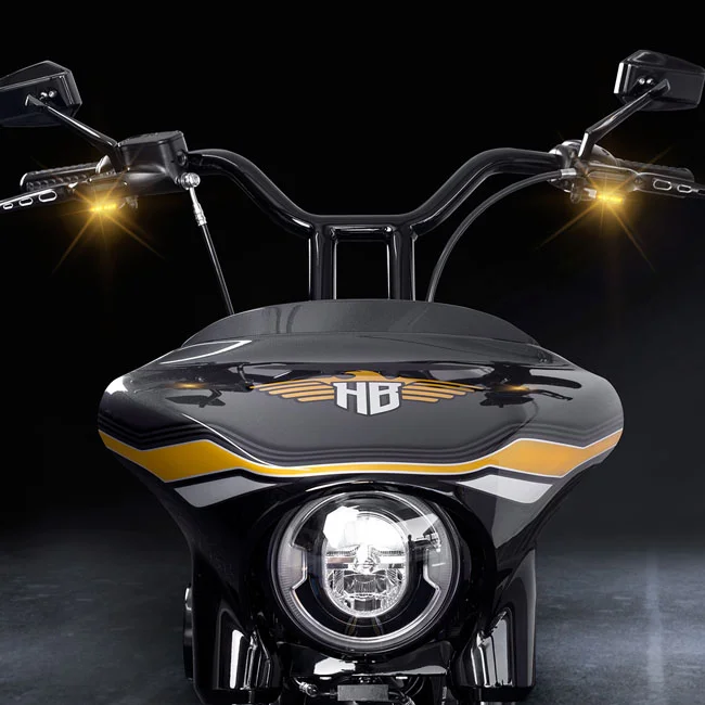 HeinzBikes ''Stripes'' below bar turn signals. Black no PL