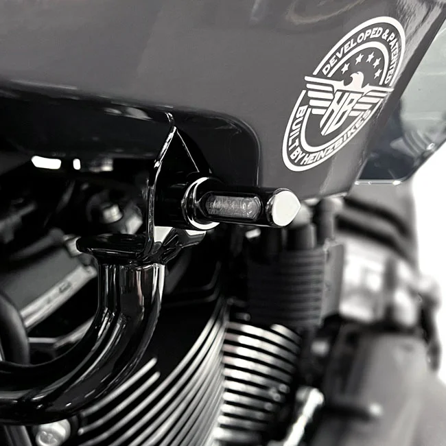 HeinzBikes ST Micro front turn signals. Black anodized