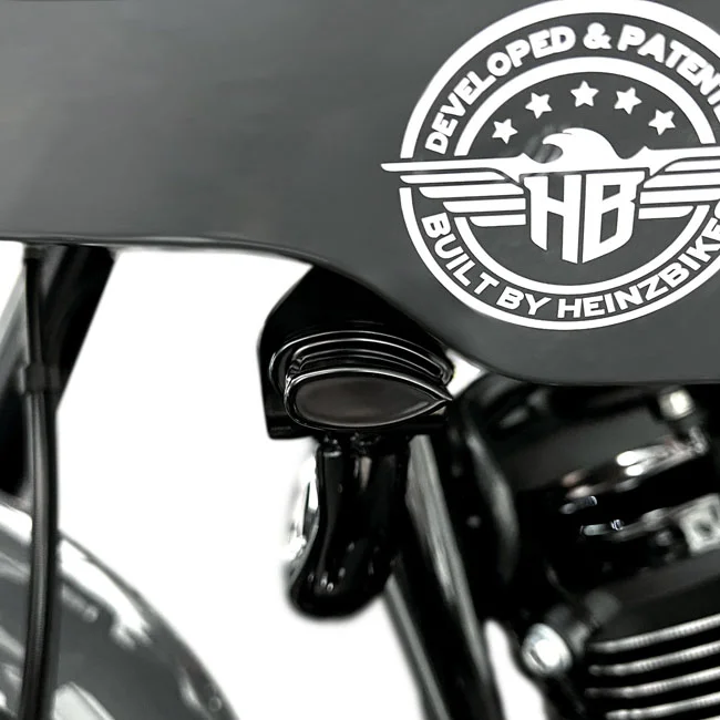 HeinzBikes ST Micro front turn signals. Black anodized