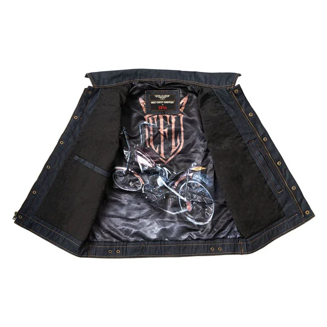 West Coast Choppers WCC x 13 1/2 Dominator RAW denim riding vest