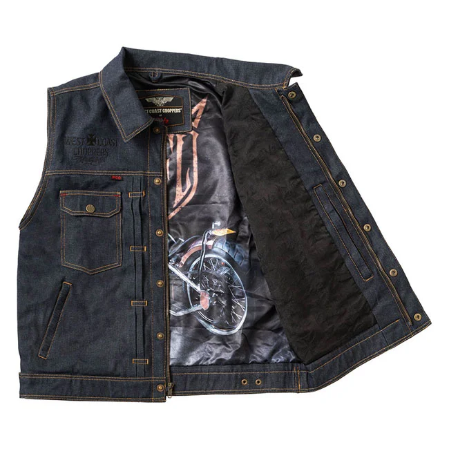West Coast Choppers WCC x 13 1/2 Dominator RAW denim riding vest