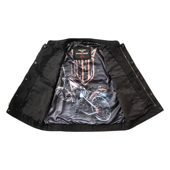 West Coast Choppers WCC x 13 1/2 Dominator black canvas riding vest