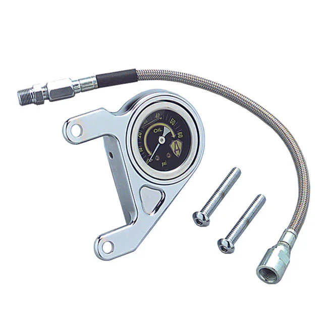 Arlen Ness Ness, oil pressure gauge kit. Smooth. Shield logo
