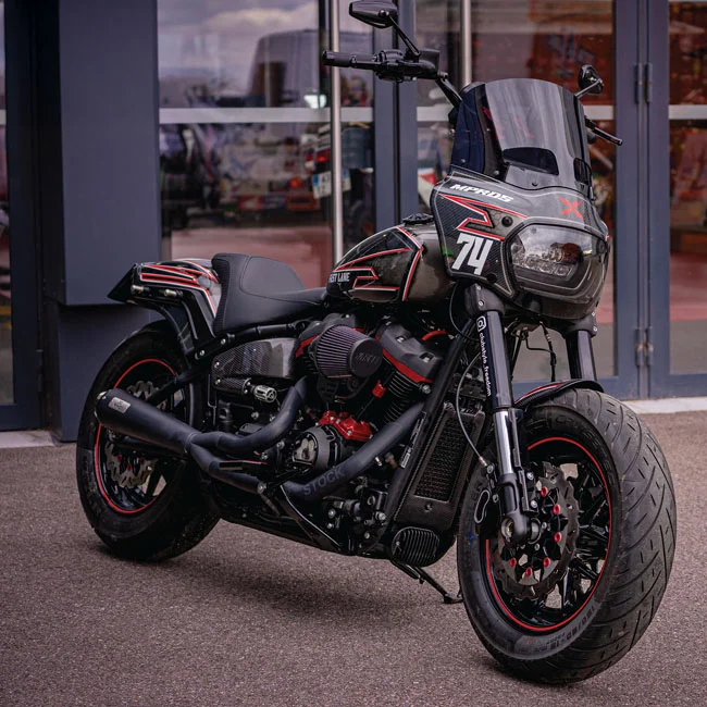 Malparidos M8 Softail 2-1 exhaust. SS Black. Euro 4/5