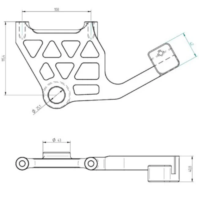 Accossato M8 Touring rear brake caliper bracket. Black - 44089-08