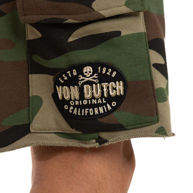 Von Dutch French terry cargo shorts acid wash, camouglage