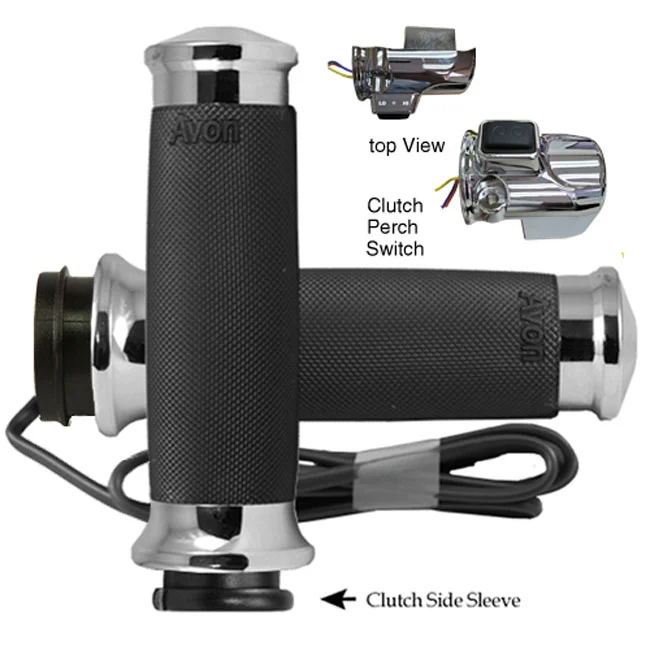 Avon Grips Heated Custom Contour Grips, Chrome , e- Throttle