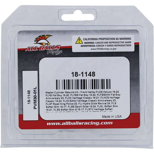 All Balls Balls, master cylinder rebuild kit. Front. Single disc