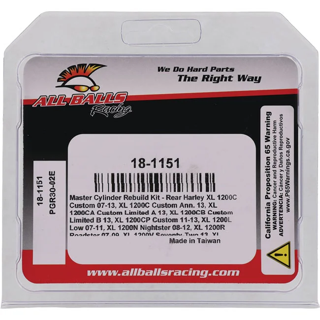 All Balls Balls, master cylinder rebuild kit. Rear - 42810-07