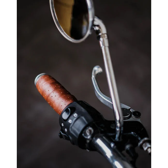 Tripmachine Trip Machine, handlebar grip wraps. Dark Tan Cognac perforat
