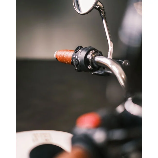 Tripmachine Trip Machine, handlebar grip wraps. Dark Tan Cognac perforat