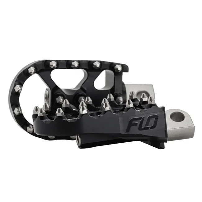 Flo Motorsports V2 MX foot peg set. Black