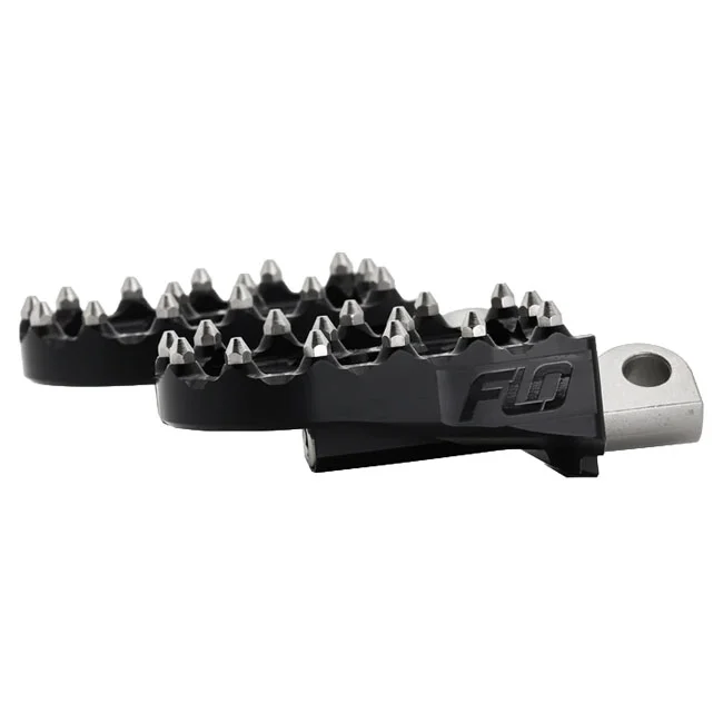 Flo Motorsports V2 MX foot peg set. Black