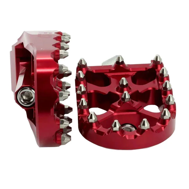 Flo Motorsports V2 MX foot peg set. Red