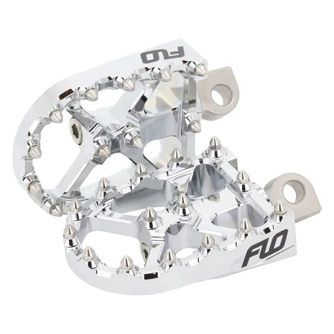 Flo Motorsports V3 MX foot peg set. Chrome