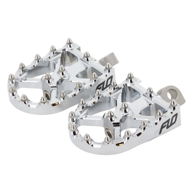 Flo Motorsports V3 MX foot peg set. Chrome