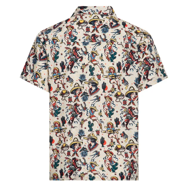 King Kerosin Kerosin Cow Girl Hawaii shirt off white