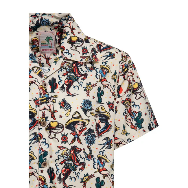 King Kerosin Kerosin Cow Girl Hawaii shirt off white