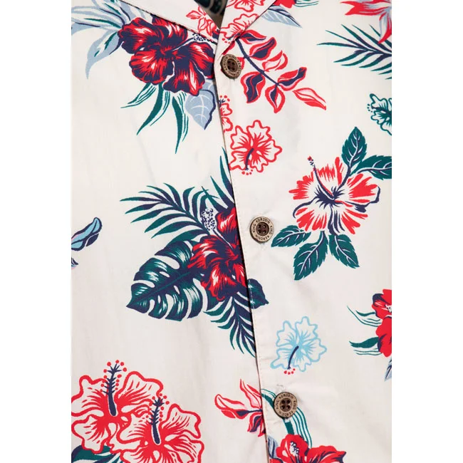 King Kerosin Kerosin Hibiscus Hawaii shirt off white