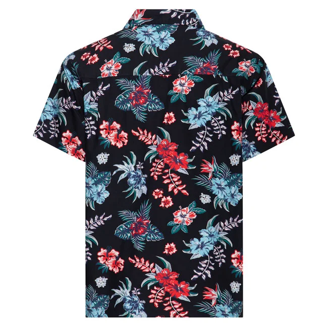 King Kerosin Kerosin Hibiscus Hawaii shirt black