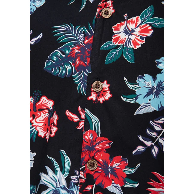 King Kerosin Kerosin Hibiscus Hawaii shirt black