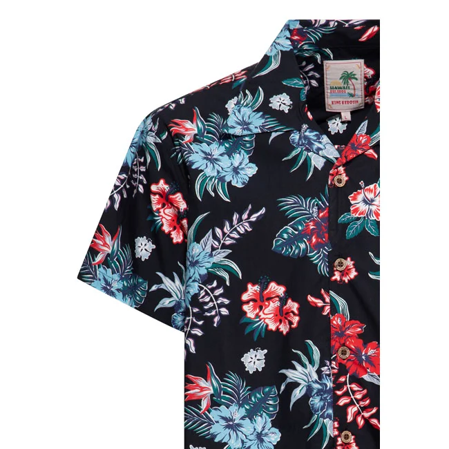 King Kerosin Kerosin Hibiscus Hawaii shirt black