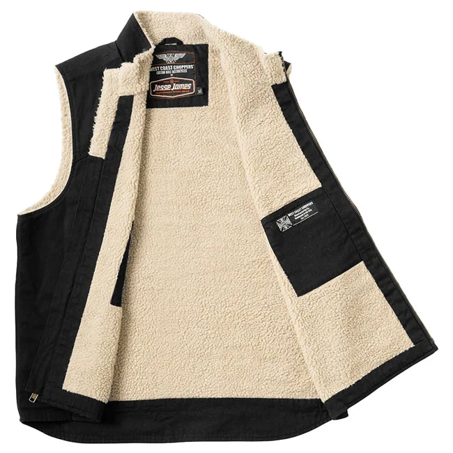 West Coast Choppers WCC Sherpa Lined Canvas Workvest black