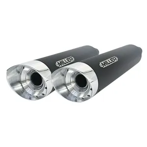 Miller Exhaust Miller, Destiny Slip-Ons black, End cap SlashCut polished