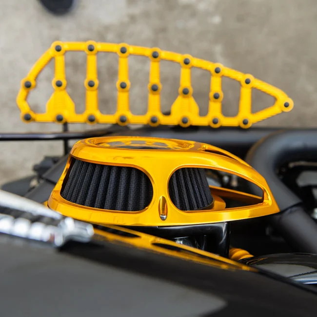 Arlen Ness Clear Tear Air Cleaner, Gold