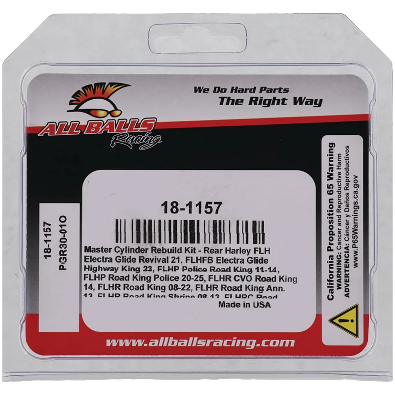 All Balls Master Cylinder rebuild kit. Rear - 42932-08