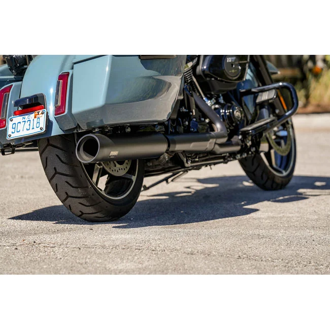 Track Series 2-1 slip-on muffler. Black. Slash Cut