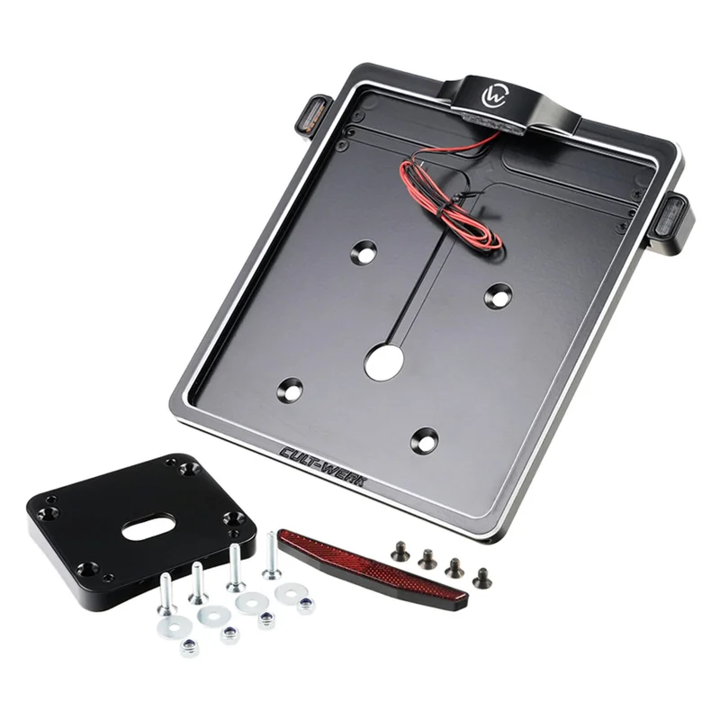 Cult-Werk License plate bracket V2. With 3-1 light combo
