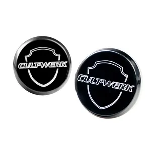 Cult-Werk, front axle cover set. Gloss black. CC Logo