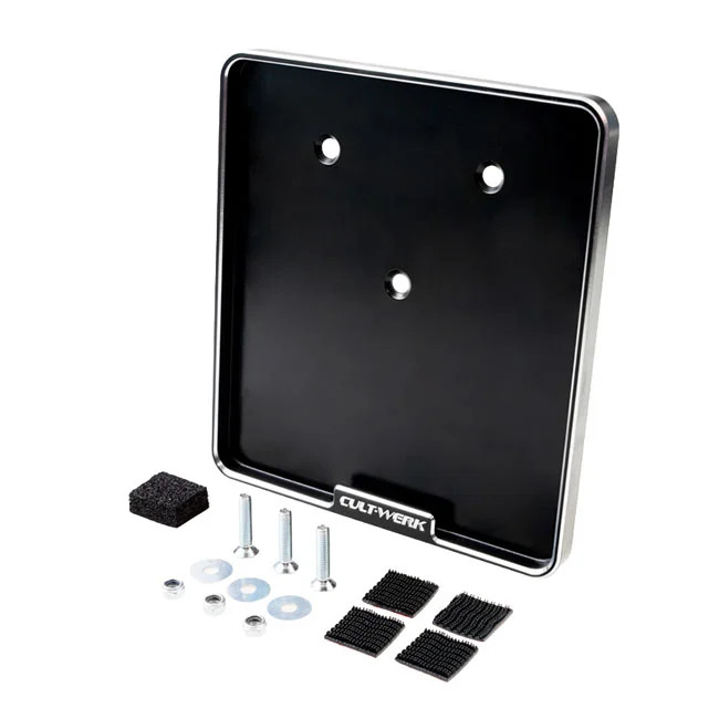 Cult-Werk License plate bracket V2. Matte black CC machined
