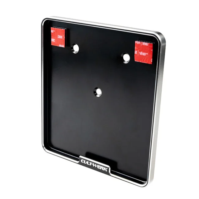 Cult-Werk License plate bracket V2. Matte black CC machined