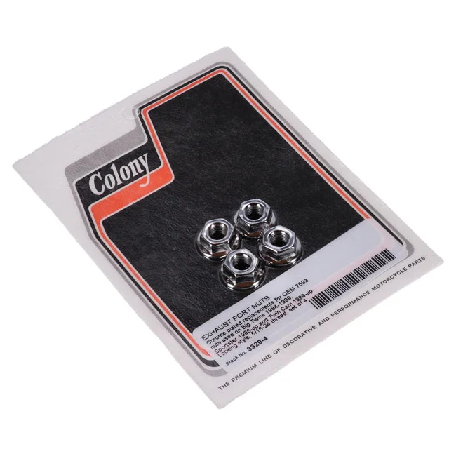Colony 5/16-24 Exhaust port nut locking. Chrome