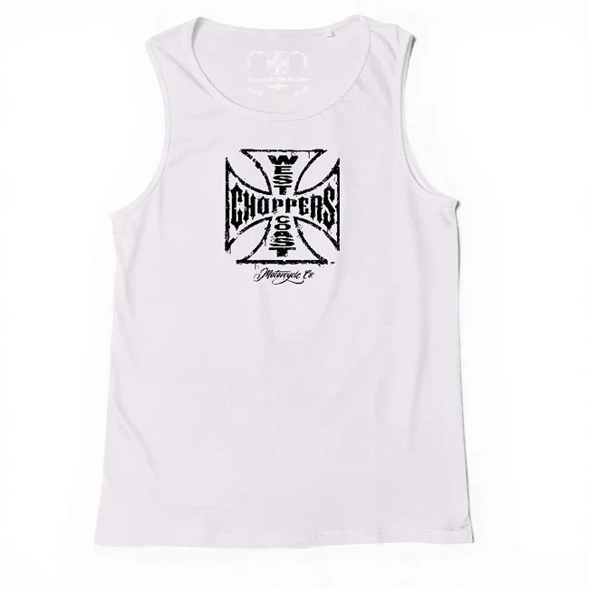 West Coast Choppers WCC Worn Cross tanktop white