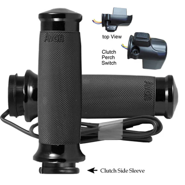Avon Grips Heated Custom Contour Grips, Blk Ano , e- Throttle