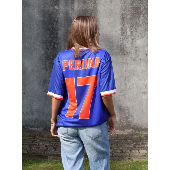 Roeg Peruna LE football jersey blue/orange
