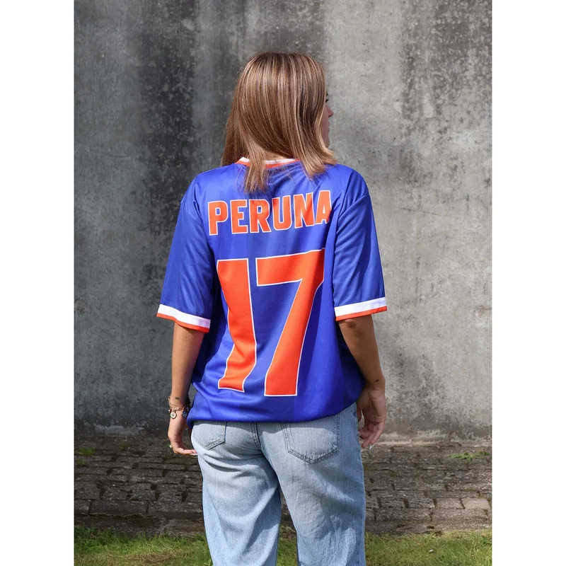 Roeg Peruna LE football jersey blue/orange