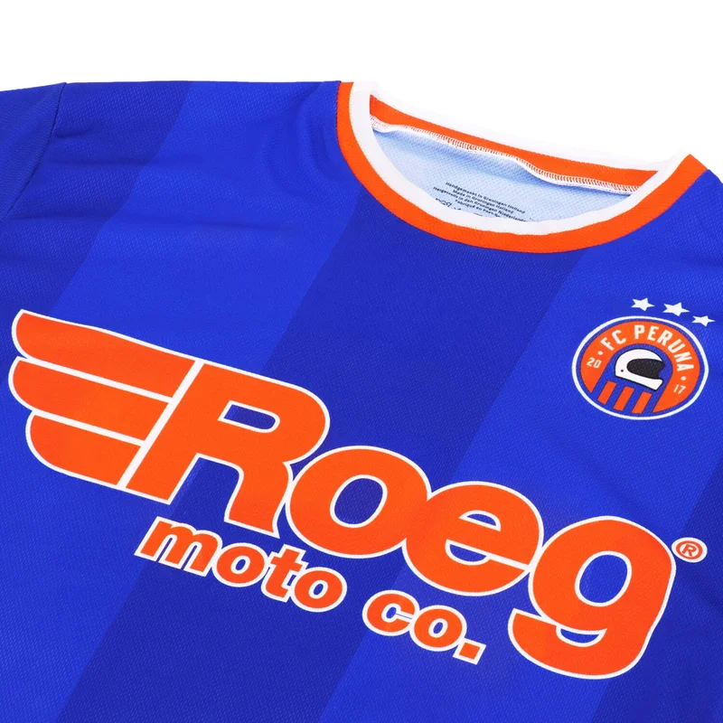 Roeg Peruna LE football jersey blue/orange