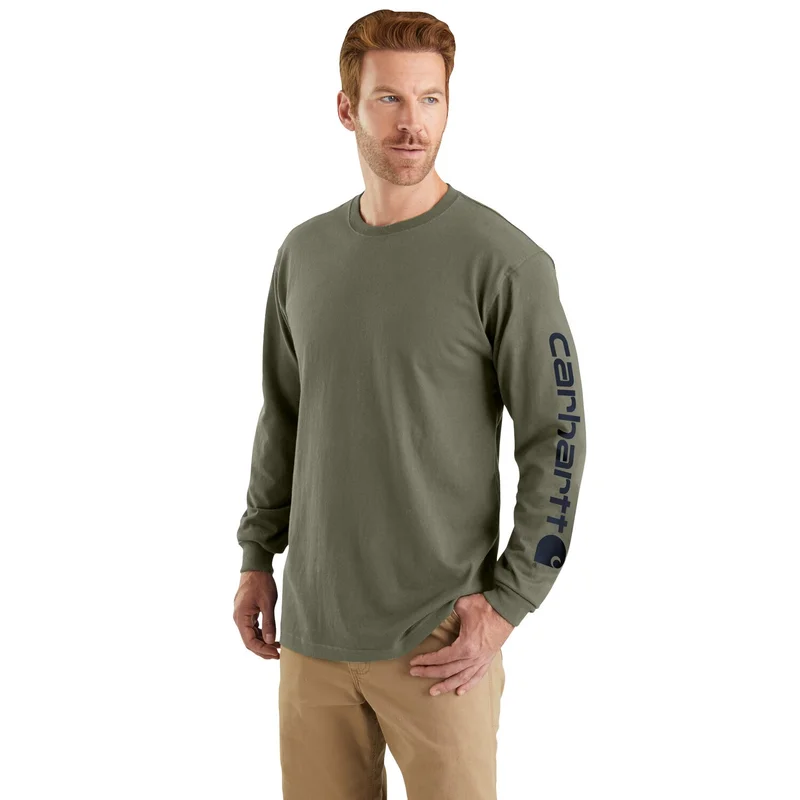 Carhartt Dearborn Relaxed LS Sleeve logo T-Shirt dusty olive