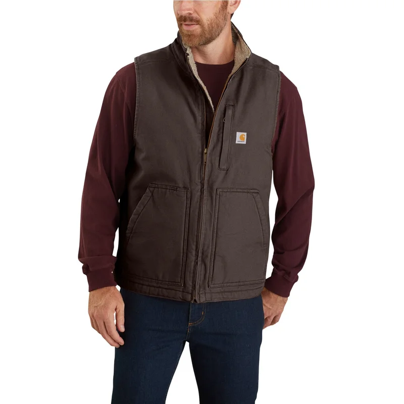 Carhartt Washed Duck Mock-Neck vest dark brown