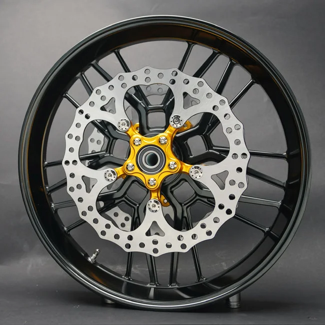 Arlen Ness ''Spider'' 14" brake rotor. Front. Gold