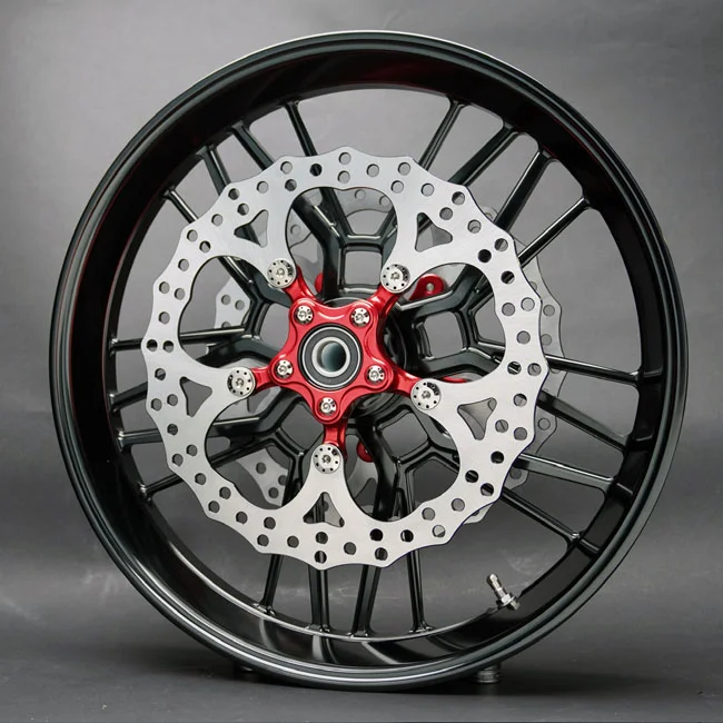 Arlen Ness ''Spider'' 14" brake rotor. Front. Red