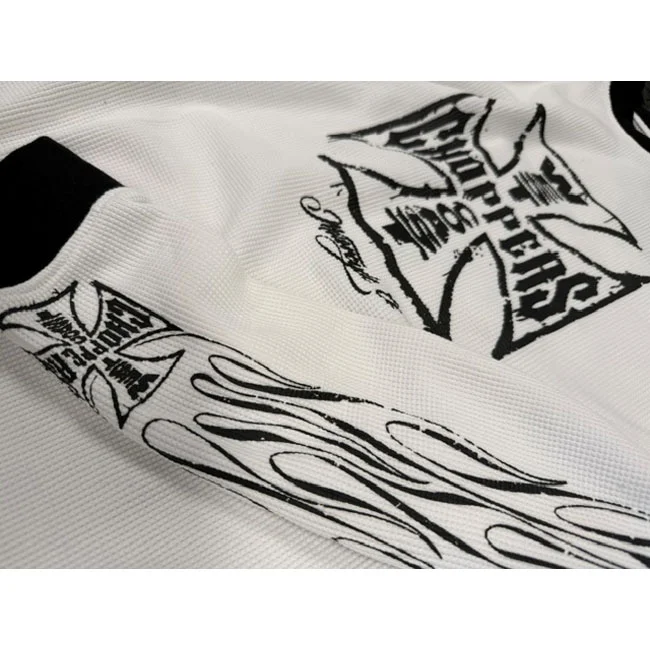 West Coast Choppers Worn Cross Waffle shirt white