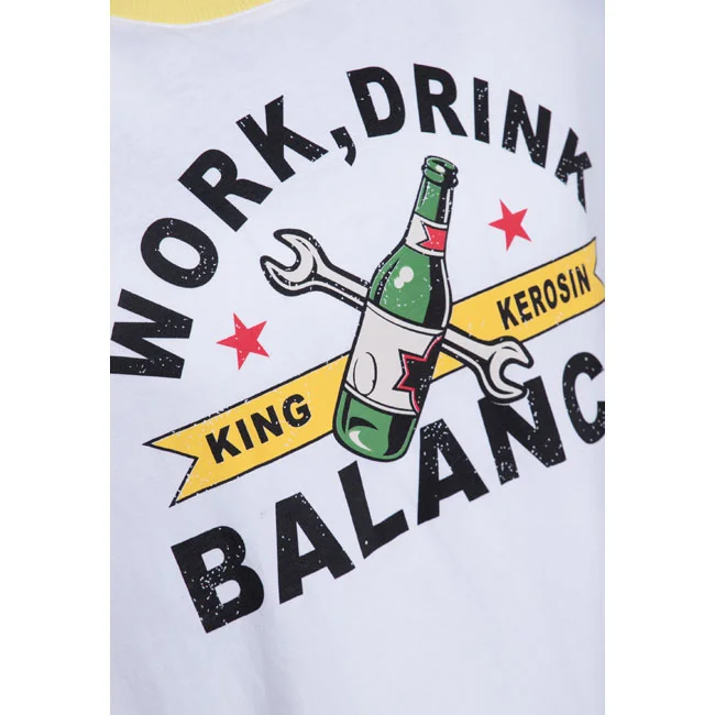 King Kerosin Work drink balance t-shirt white