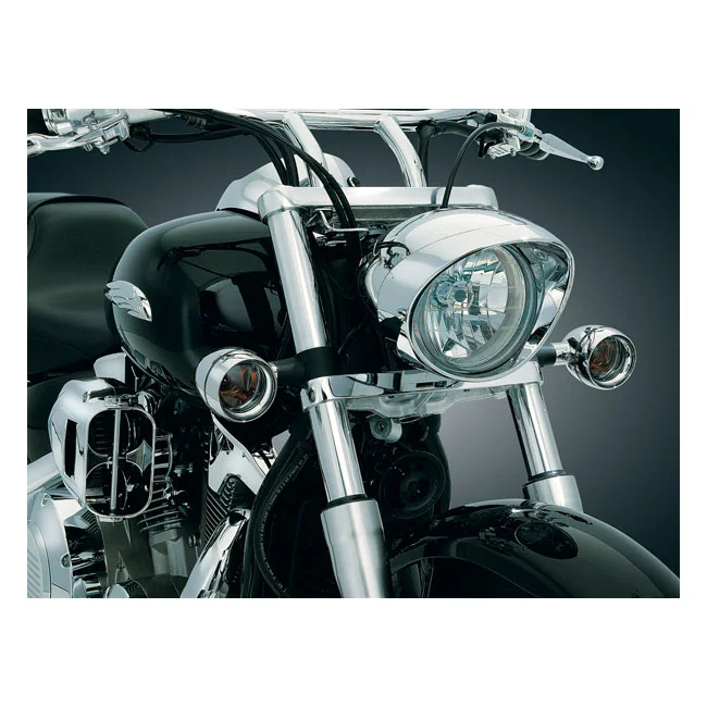 Kuryakyn Front deep dish bezels w/smoke lenses, amber bulb